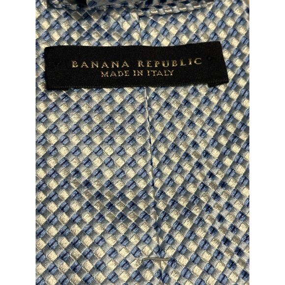 Banana Republic Silk Tie - Blue White preppy career business casual designer. - Picture 6 of 8